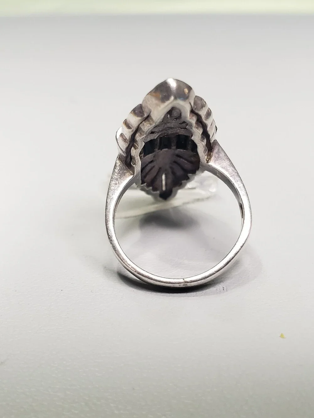 Art Deco Black Onyx and Marcasite Silver Ring - Elegant Statement